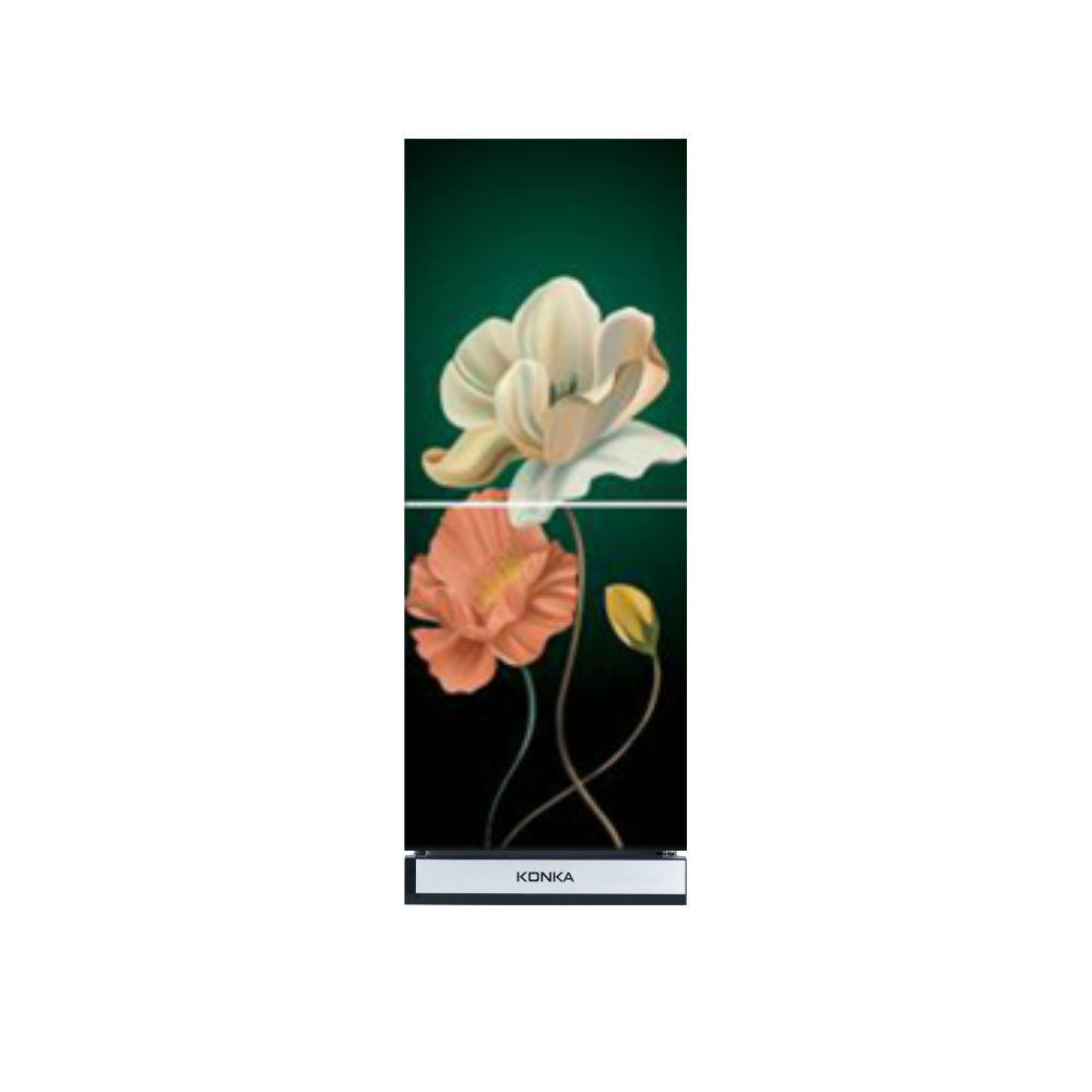 KRT-165GB-3D GREEN MAGNOLIA KONKA Refrigerator-KRT-165HGB-165 LTR-Upper Freezer-3D GREEN MAGNOLIA - Image 1